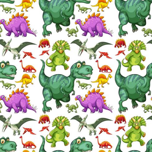 Vários tipos de padrão sem emenda de dinossauro vetor