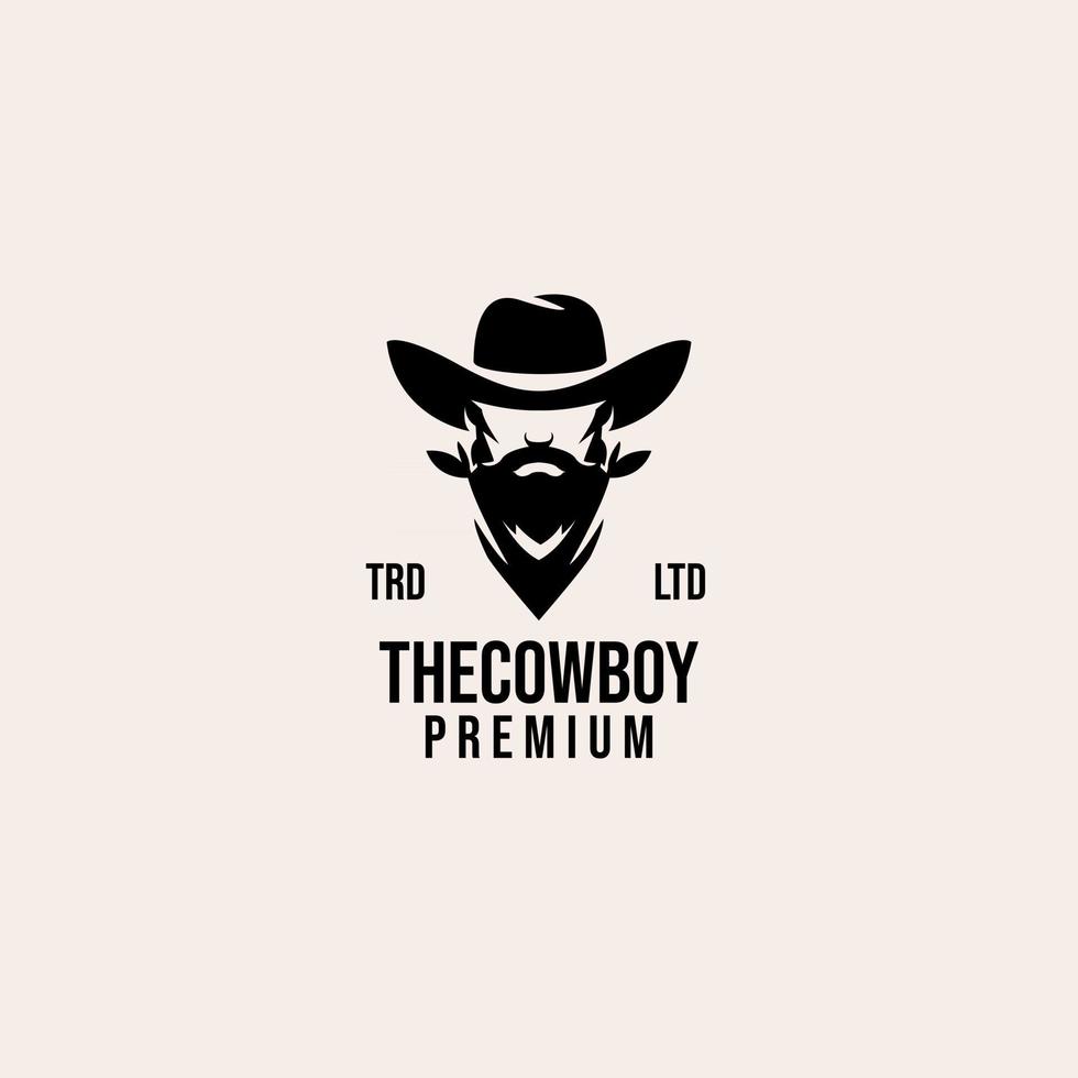 design de logotipo preto de vetor de cowboy premium