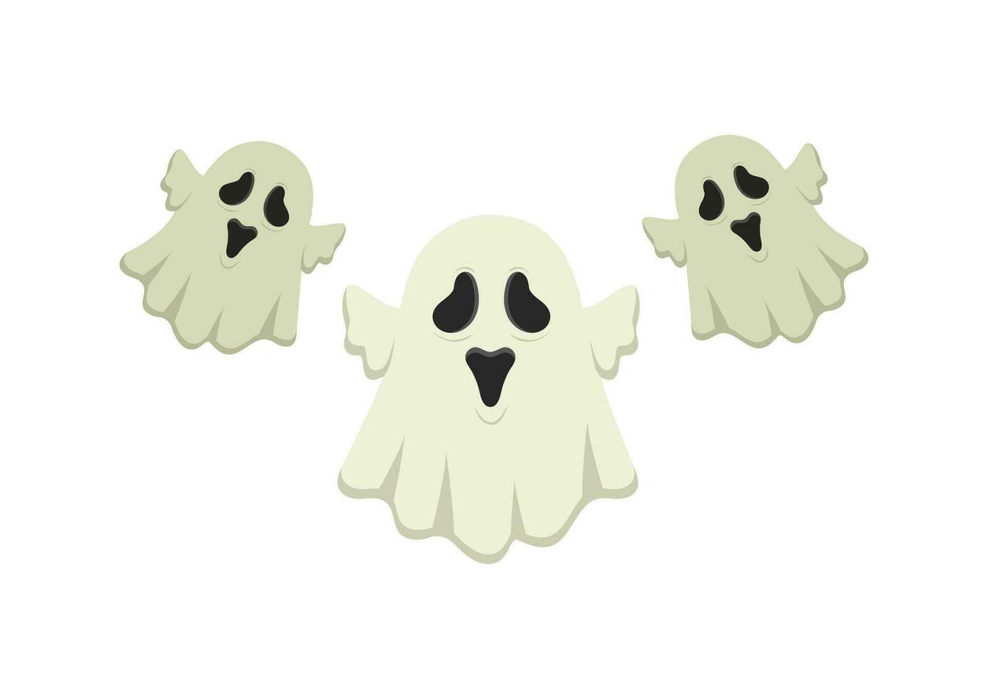 três assustador fantasmas vetor plano Projeto. fantasma desenho animado isolado em branco fundo