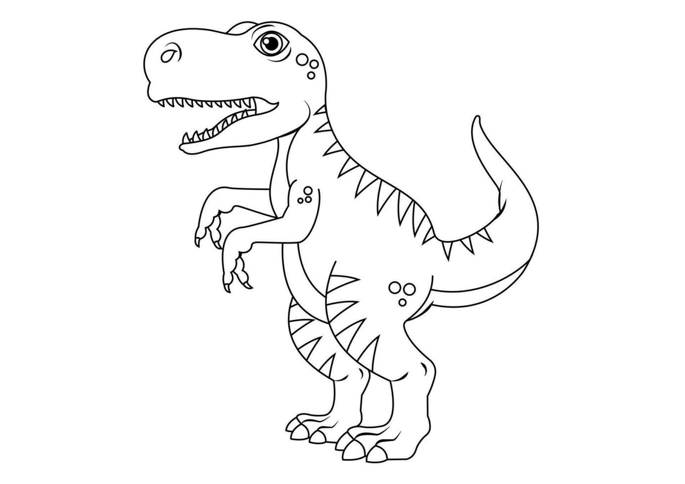 Preto e branco t-rex dinossauro desenho animado personagem vetor. coloração página do uma t-rex dinossauro vetor