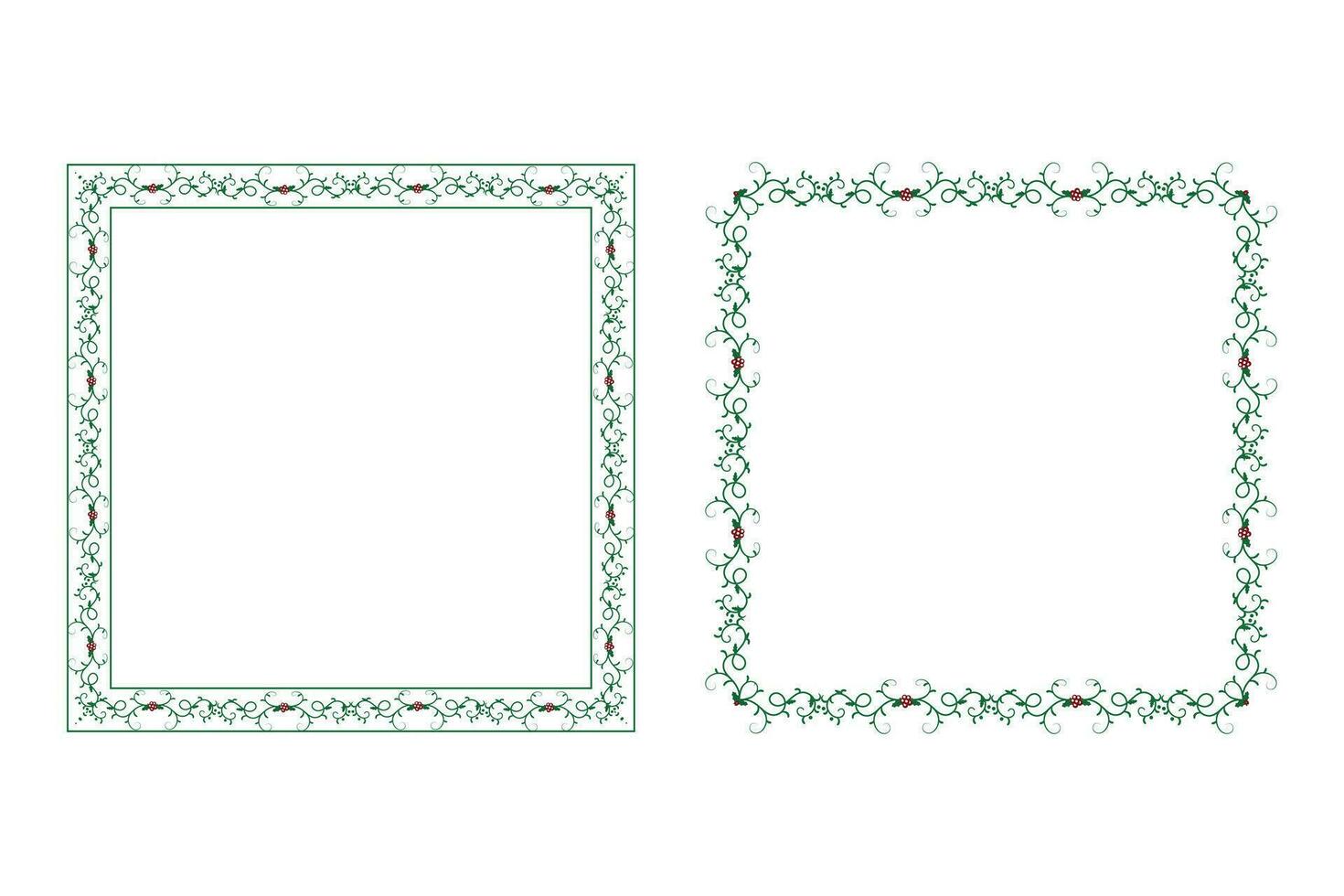 decorativo ornamental Natal fronteira quadro, alegre Natal azevinho folhas quadrado quadros, enfeite quadro, Armação fronteira canto decoração, Casamento cumprimento cartões convite cartão feriado página fronteiras vetor