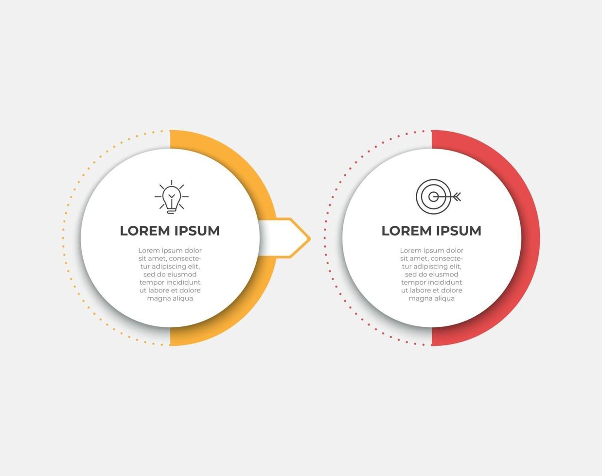 vetor de modelo de design de infográfico com ícones e 2 opções ou etapas