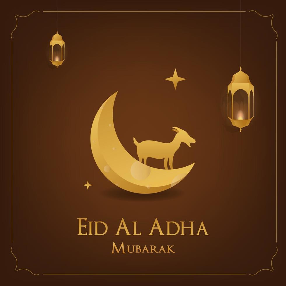 luxo eid al adha mubarak com tema dourado. vetor