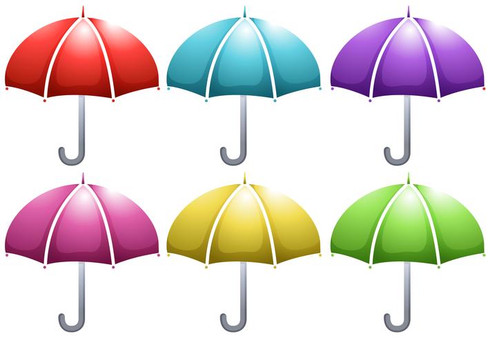 Guarda-chuva em seis cores vetor