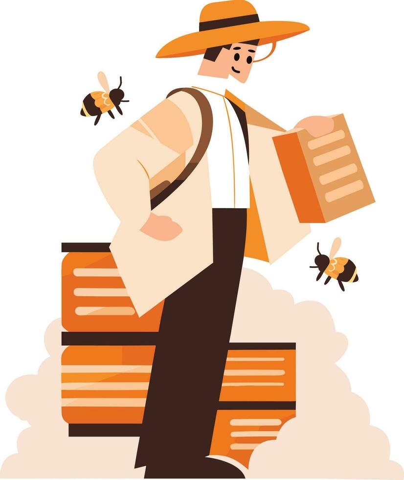 mão desenhado apicultor ou agricultor personagem dentro plano estilo vetor
