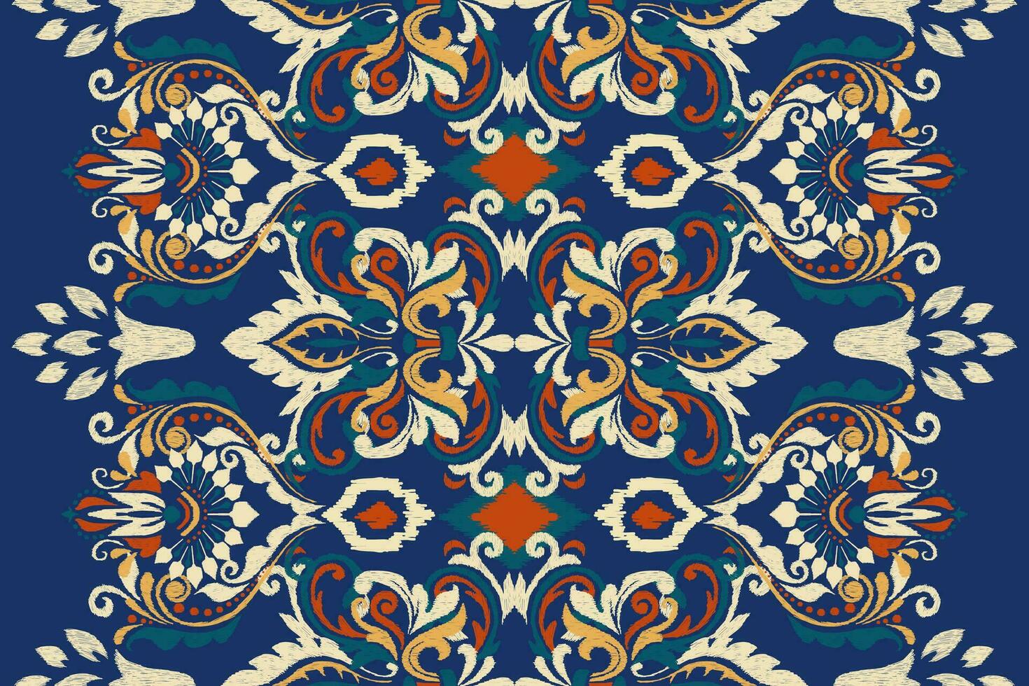 ikat floral paisley bordado em azul plano de fundo.ikat étnico oriental padronizar tradicional.asteca estilo abstrato vetor ilustração.design para textura,tecido,vestuário,embrulho,decoração,cachecol,tapete.