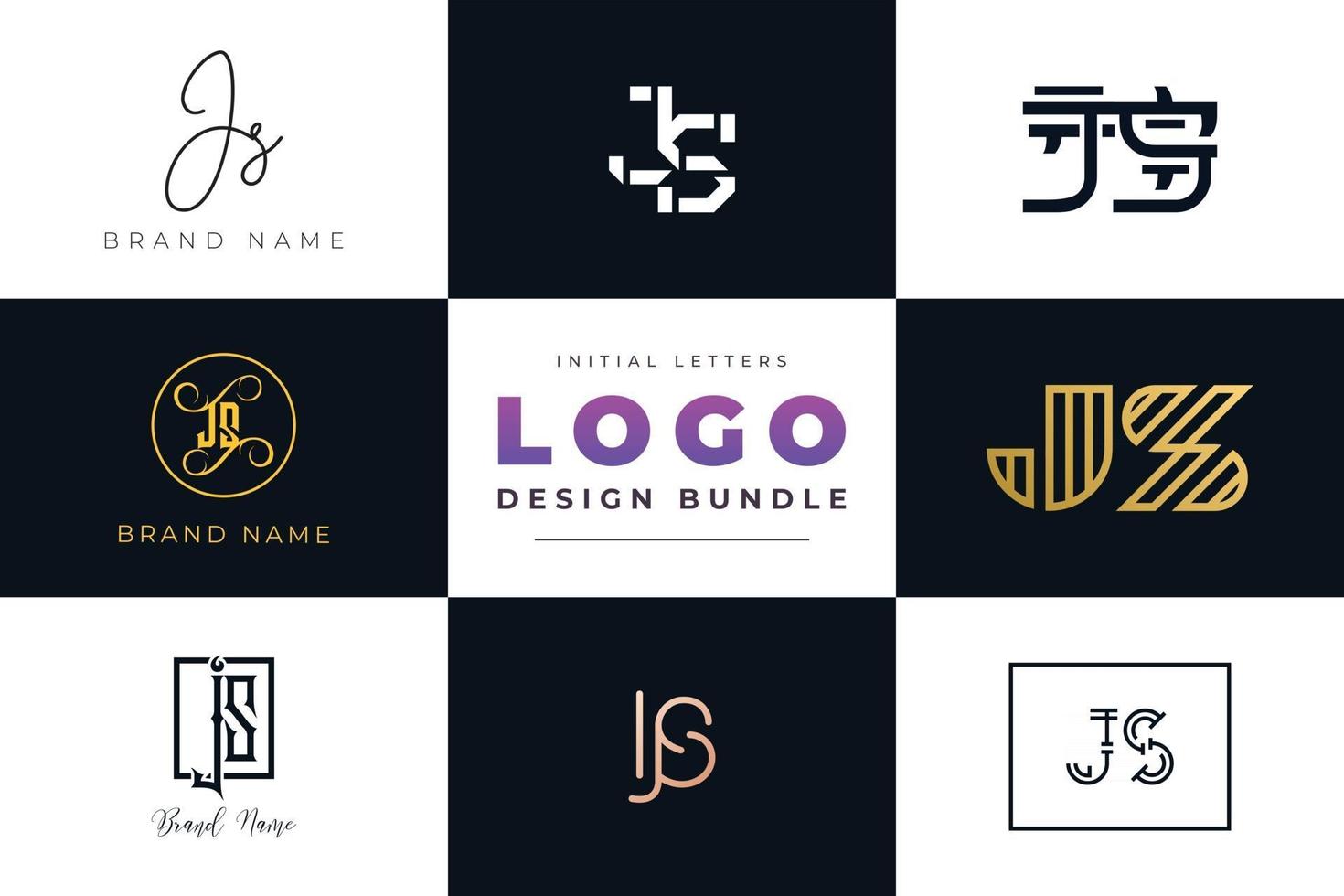 conjunto de design de logotipo js letras iniciais da coleção. vetor