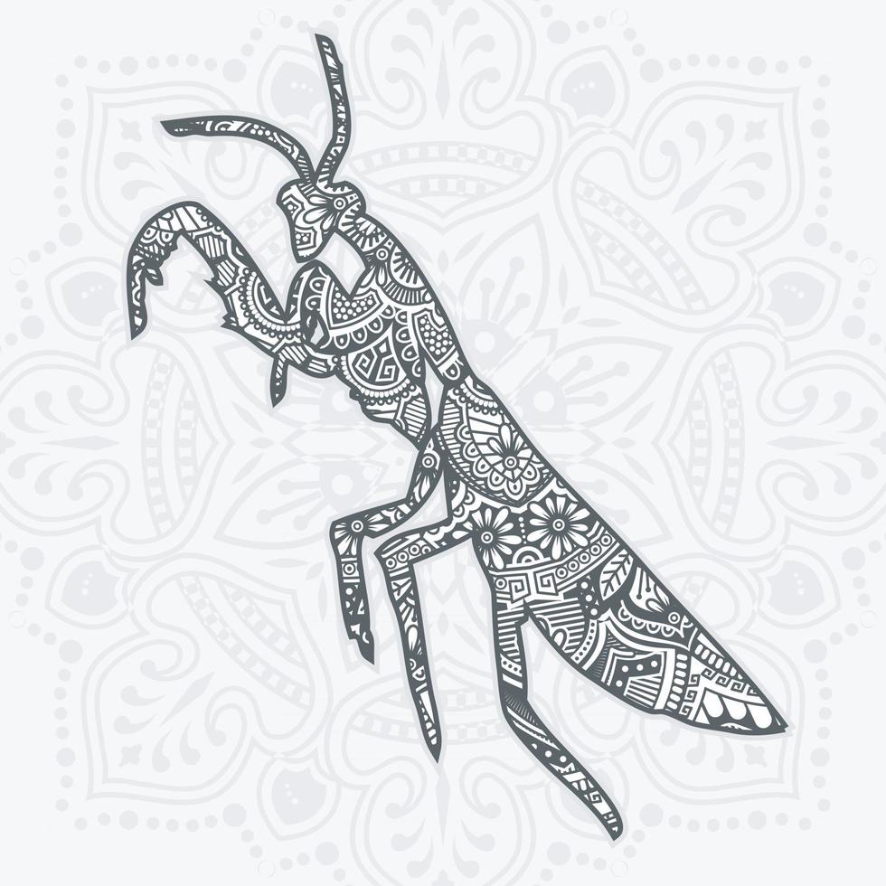 mandala de mantis. elementos decorativos vintage. ilustração vetorial. vetor