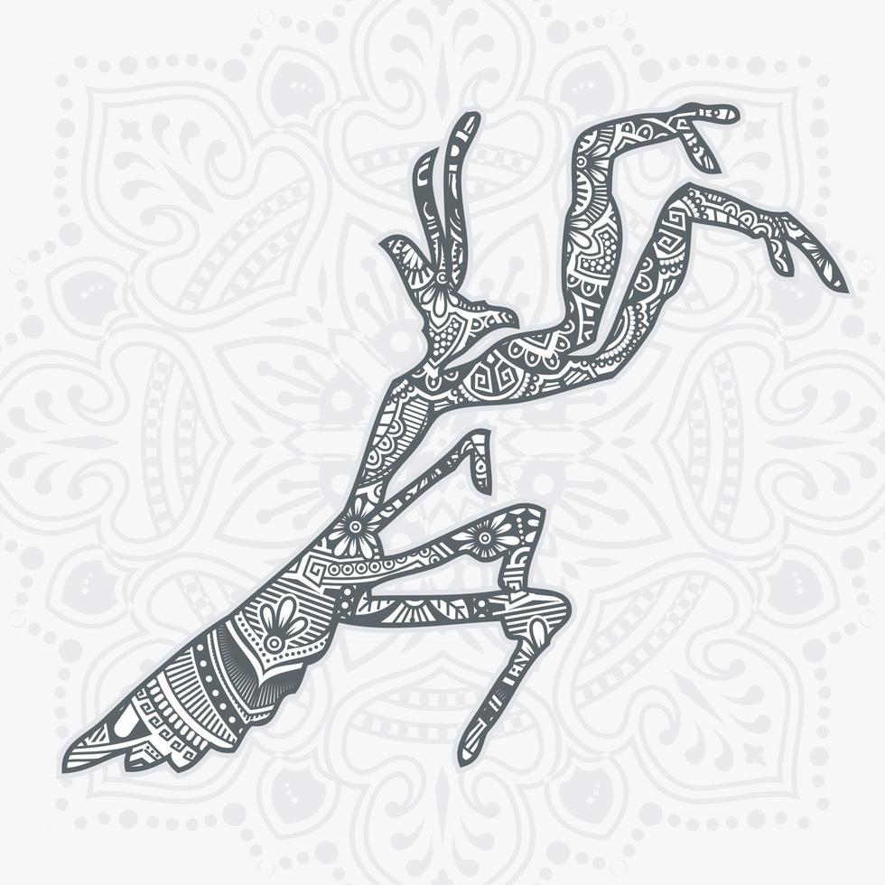 mandala de mantis. elementos decorativos vintage. ilustração vetorial. vetor