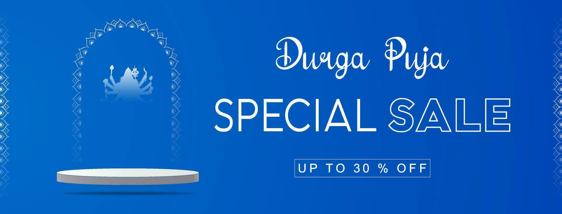 deusa maa durga face dentro feliz durga puja, dussehra, e navratri celebração conceito para rede bandeira, poster, social meios de comunicação publicar, e folheto publicidade durga puja venda bandeira festival oferta, desconto, vetor