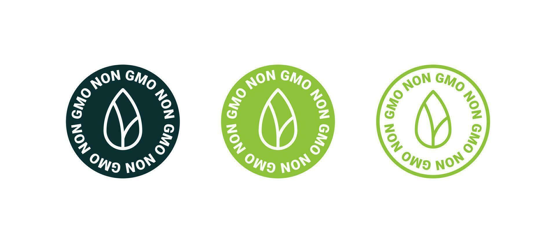 não OGM emblemas. não OGM ícones. natural e orgânico produtos. vetor escalável gráficos