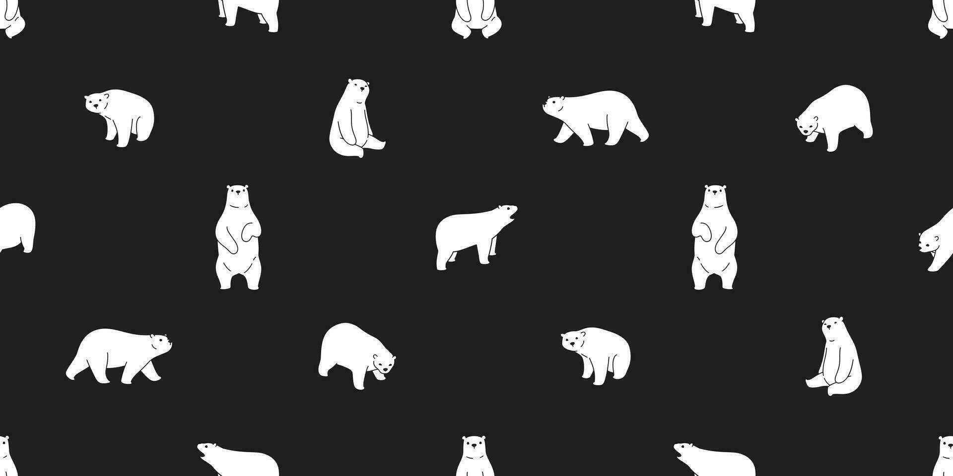 Urso desatado padronizar vetor polar Urso cachecol isolado desenho animado repetir fundo telha papel de parede ilustração Projeto Preto