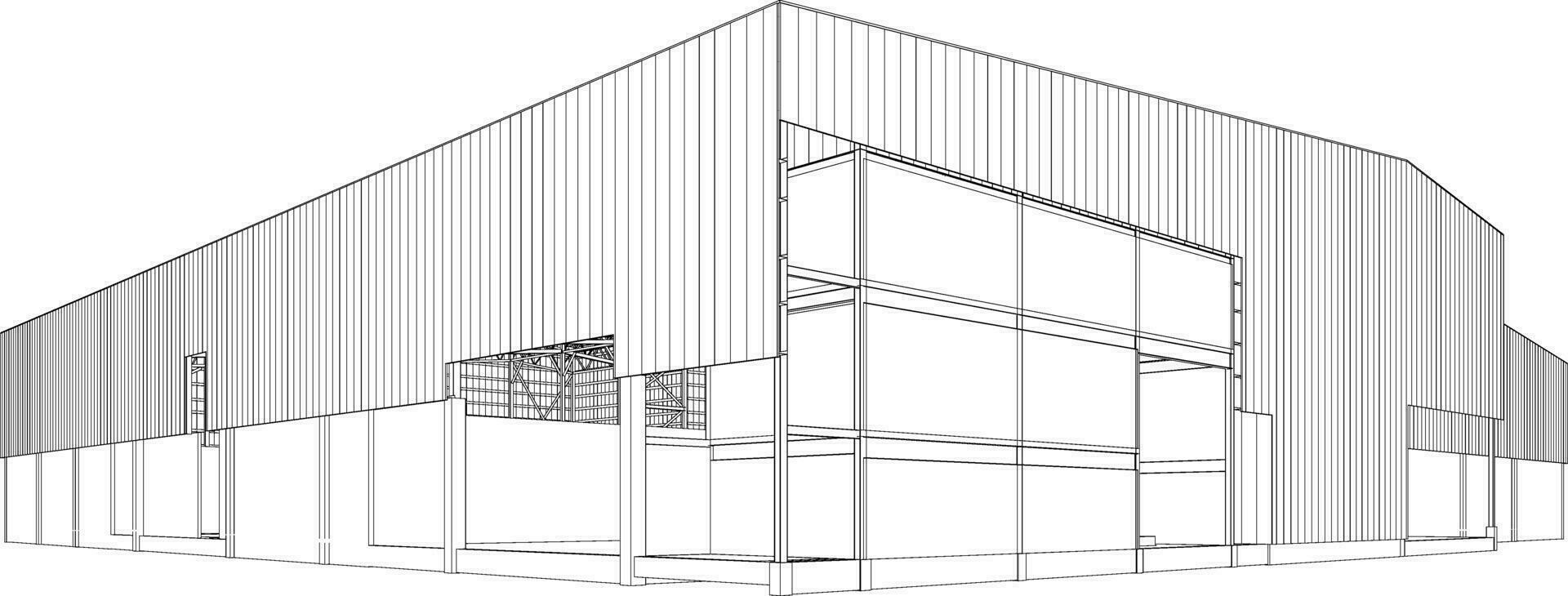 3d ilustração do industrial construção vetor