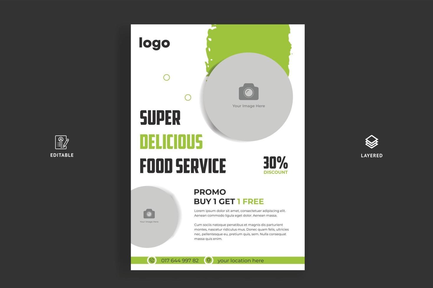 modelo de design de folheto de fast food, culinária e menu de restaurante vetor