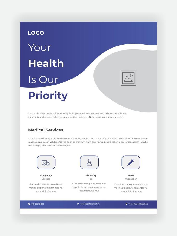 design de folheto médico para sua promoção design de hospital vetor