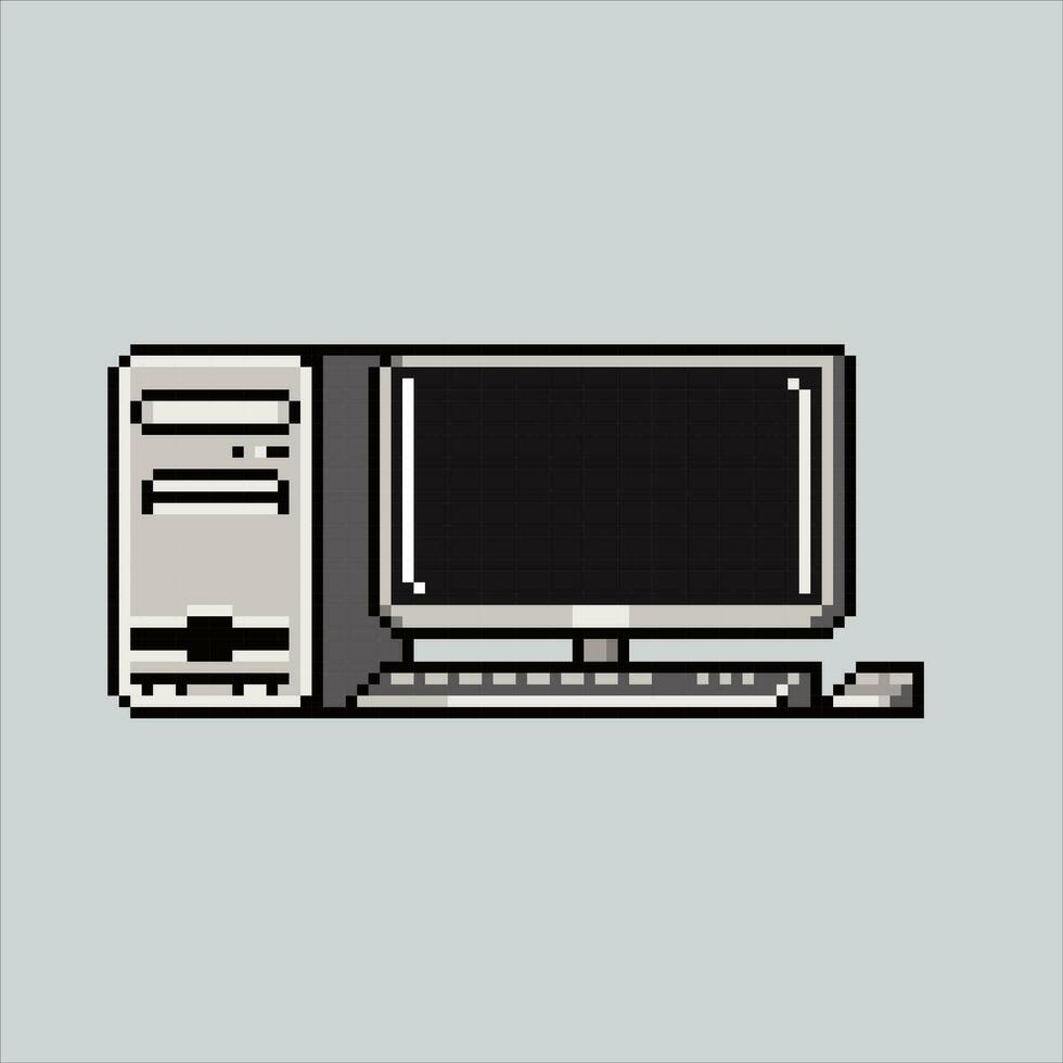 pixel arte ilustração computador. pixelizada velho computador. velho clássico computador ícone pixelizada para a pixel arte jogos e ícone para local na rede Internet e vídeo jogo. velho escola retrô. vetor