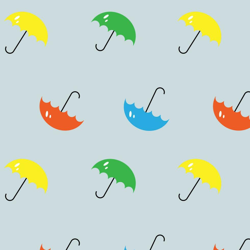 brilhante multicolorido guarda-chuva em uma cinzento fundo outono desatado padronizar vetor eps10
