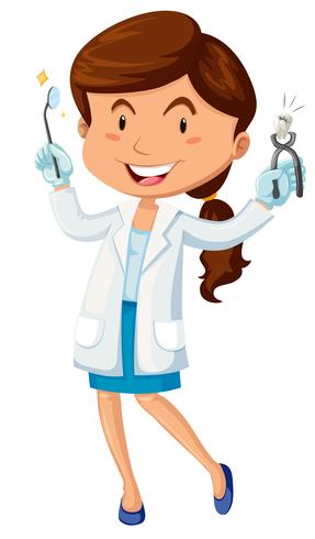 Dentista feminina com equipamento vetor