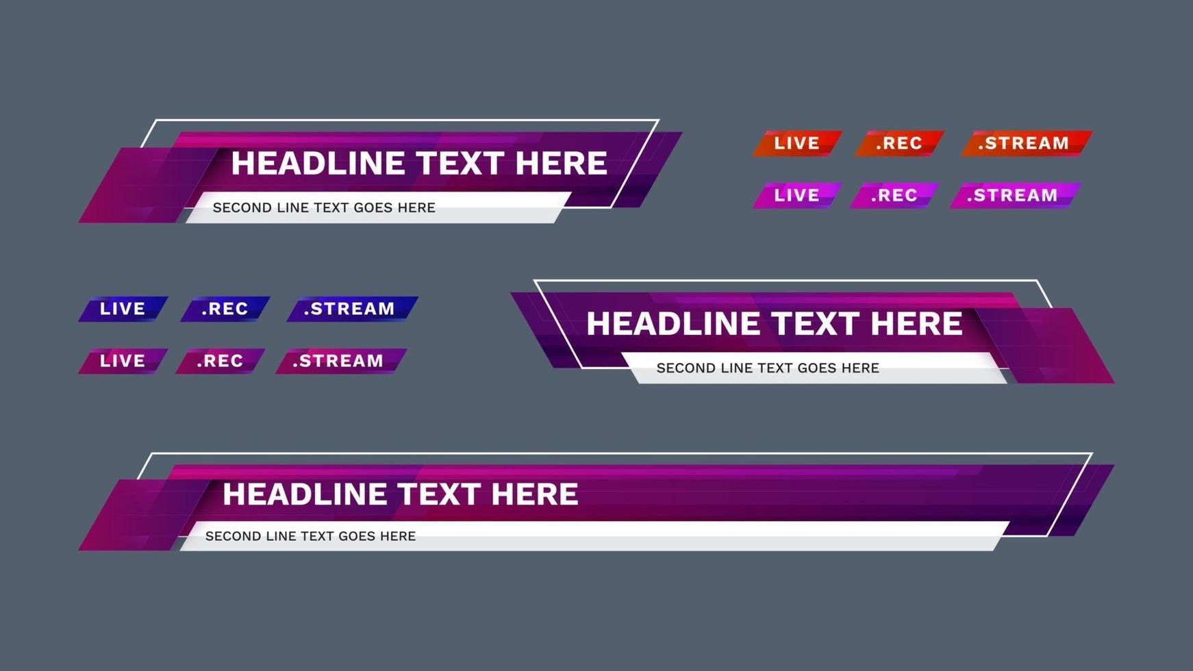 design de vetor de notícias de última hora no terceiro título inferior com gradiente moderno