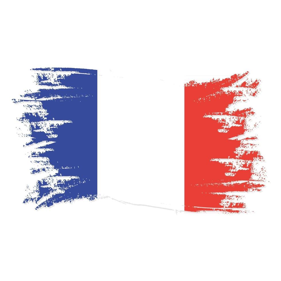 bandeira da frança com pincel aquarela vetor