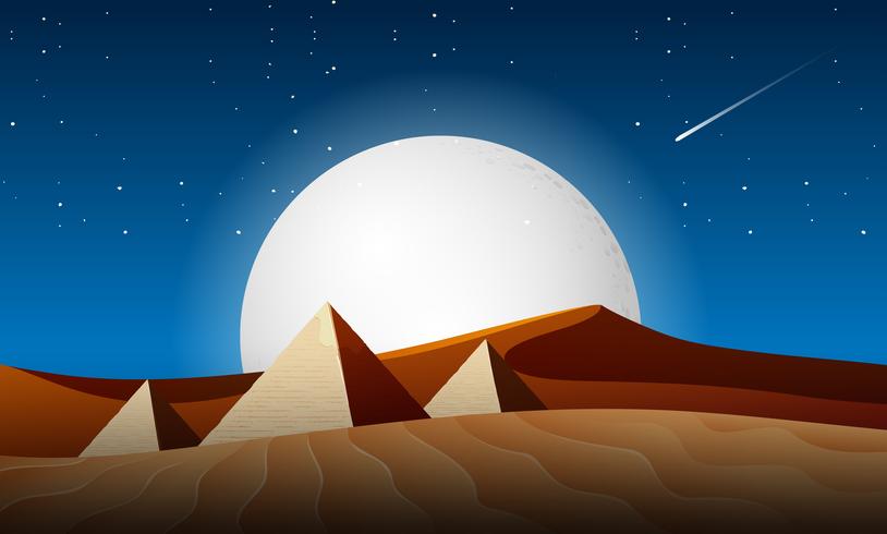 cena da paisagem da noite do deserto vetor