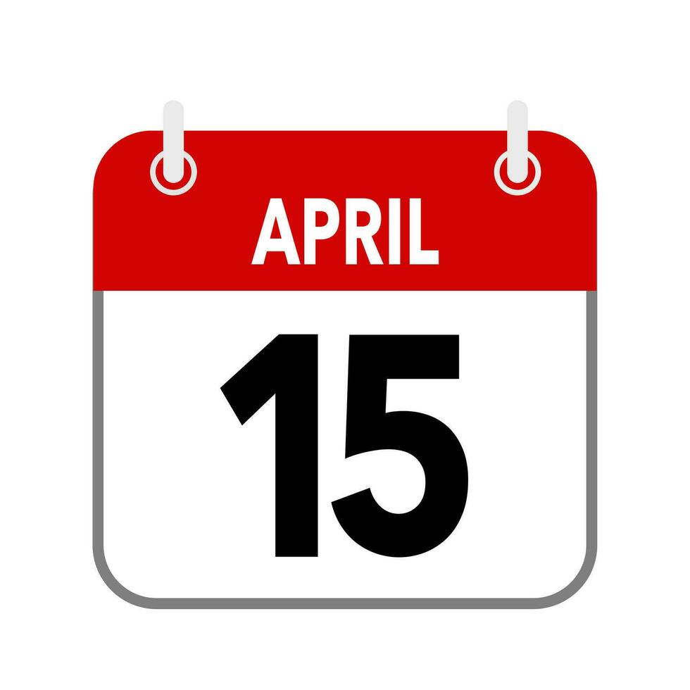 15 abril, calendário encontro ícone em branco fundo. vetor