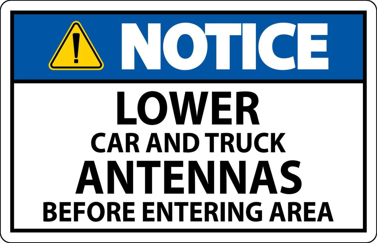 aviso prévio placa mais baixo carro e caminhão antenas antes entrando área vetor