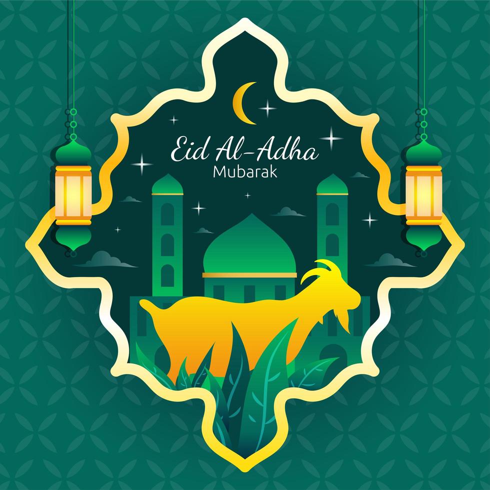 eid al adha mubarak com modelo de decoração vetor