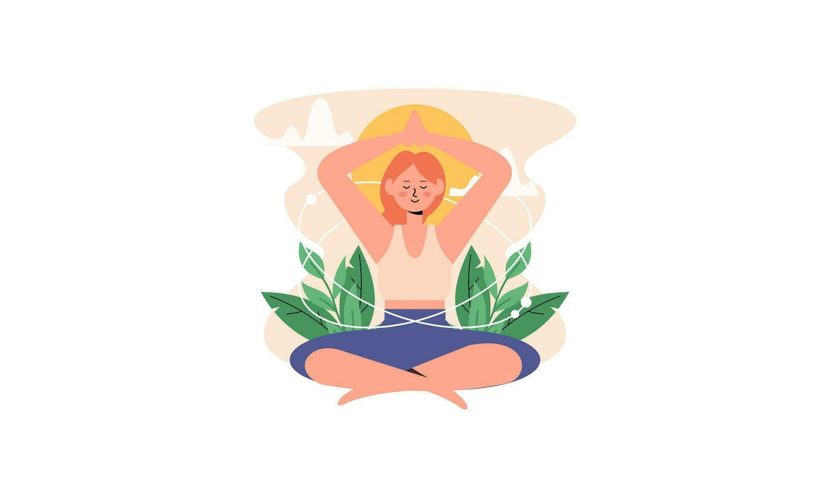 tranquilo mulher meditando ao ar livre vetor isolado ilustração