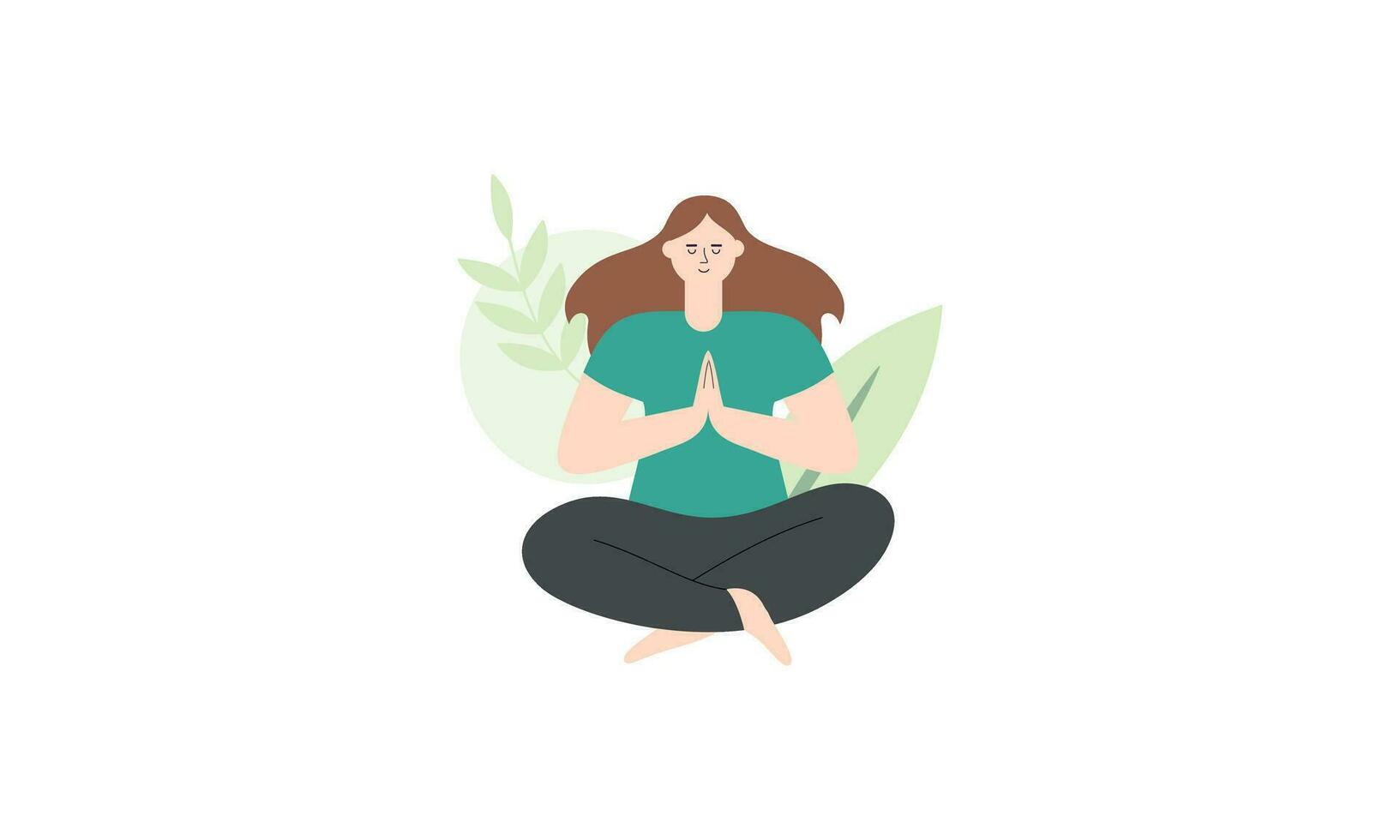 tranquilo mulher meditando ao ar livre vetor isolado ilustração