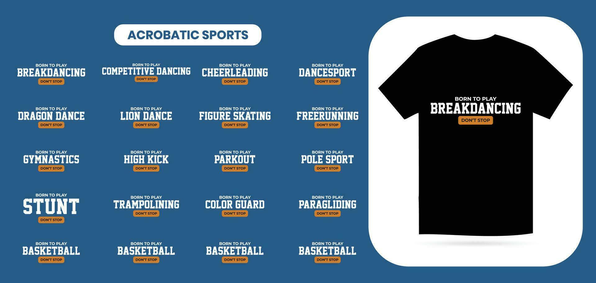 20 acrobático Esportes camiseta conjunto modelo, moderno t camisa Projeto vetor