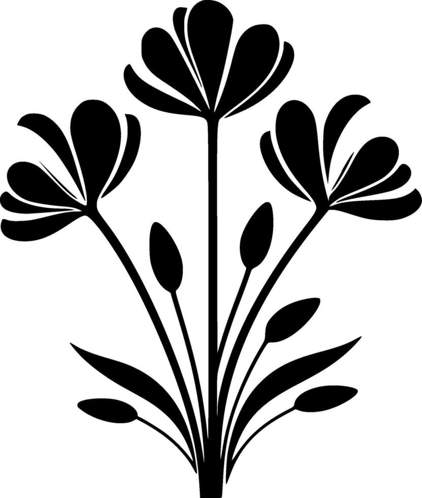 flores silvestres - Preto e branco isolado ícone - vetor ilustração