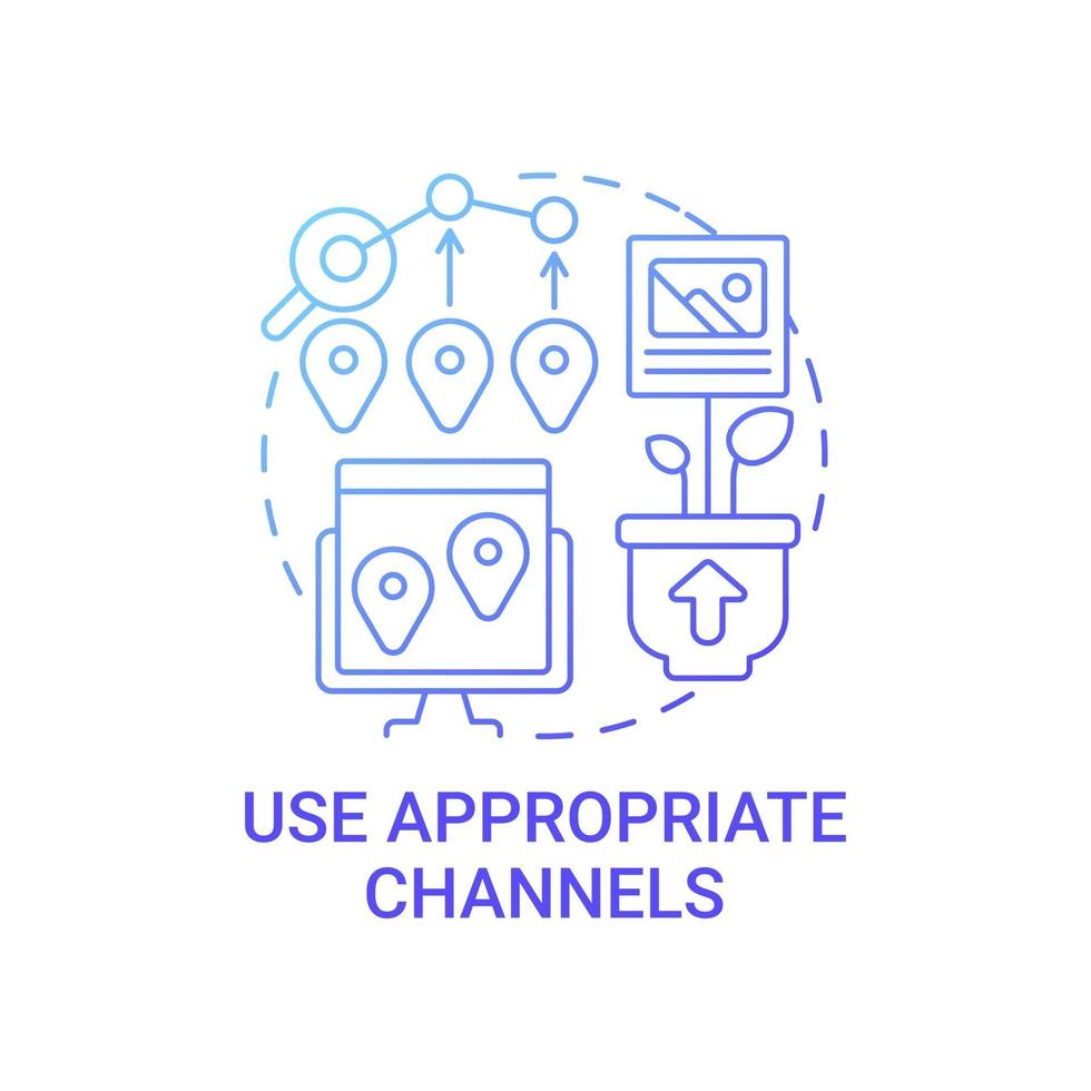 use os canais apropriados para o ícone do conceito de conteúdo vetor