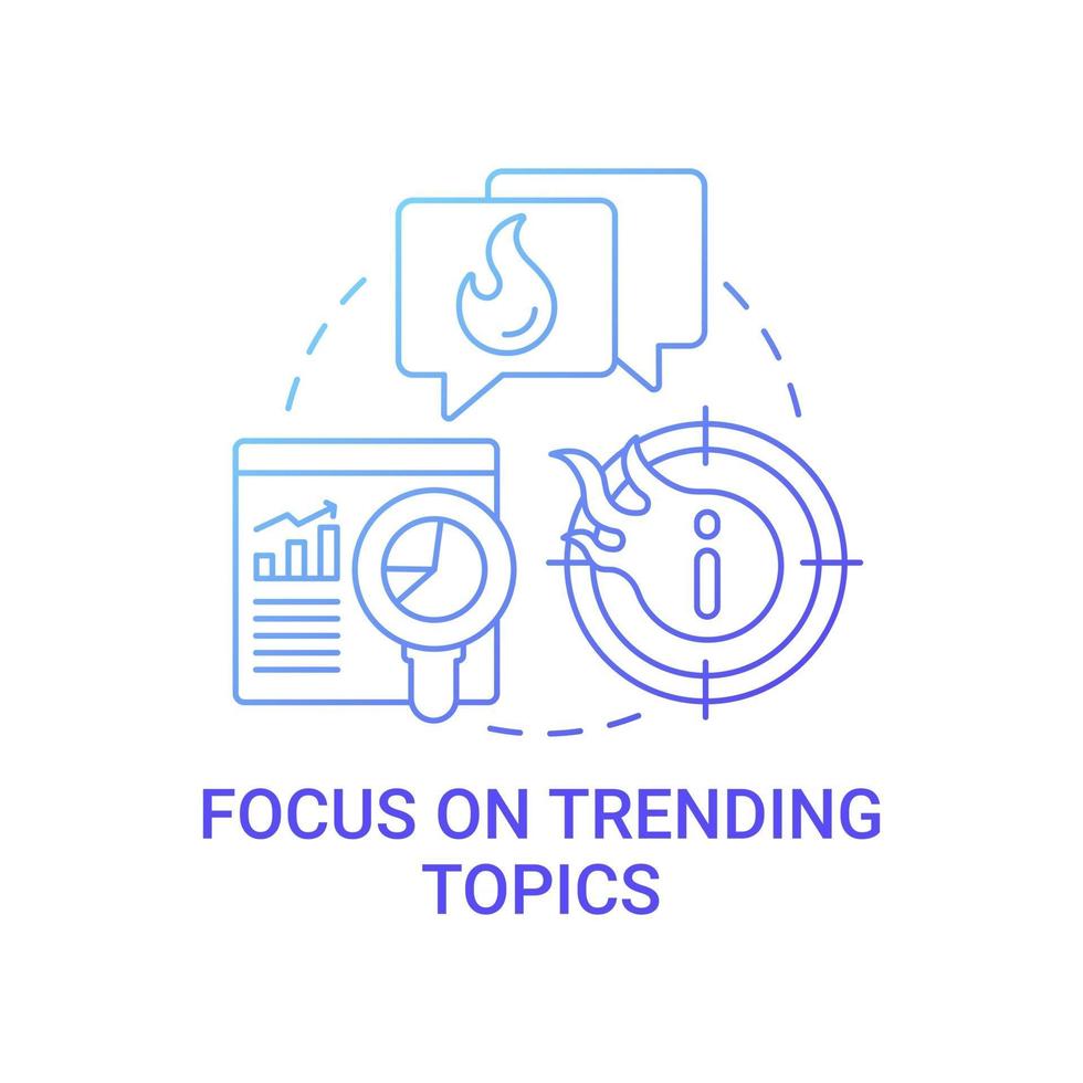 concentre-se no ícone do conceito de tópicos de tendência vetor