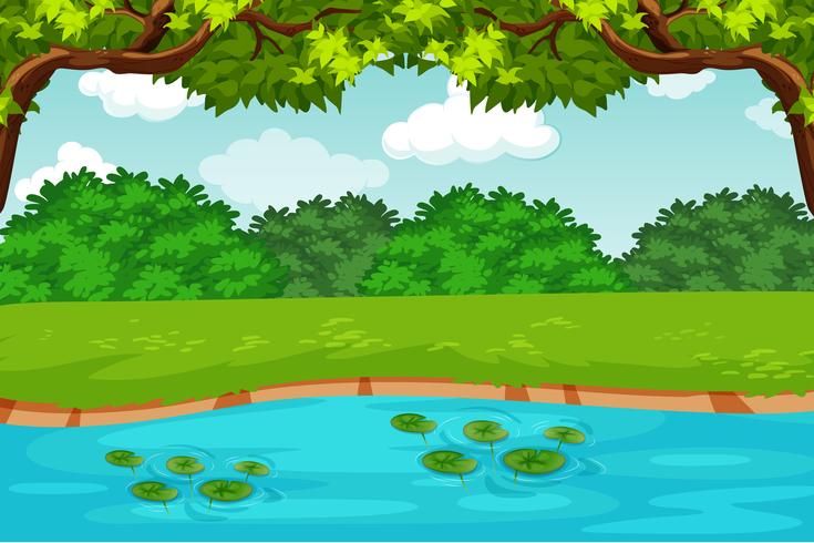 cena de natureza lagoa verde vetor