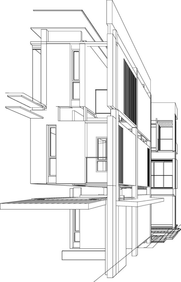 3d ilustração do residencial projeto vetor