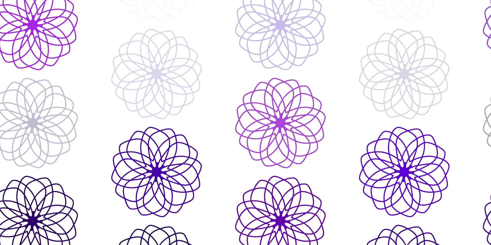 fundo do doodle do vetor roxo, rosa claro com flores.