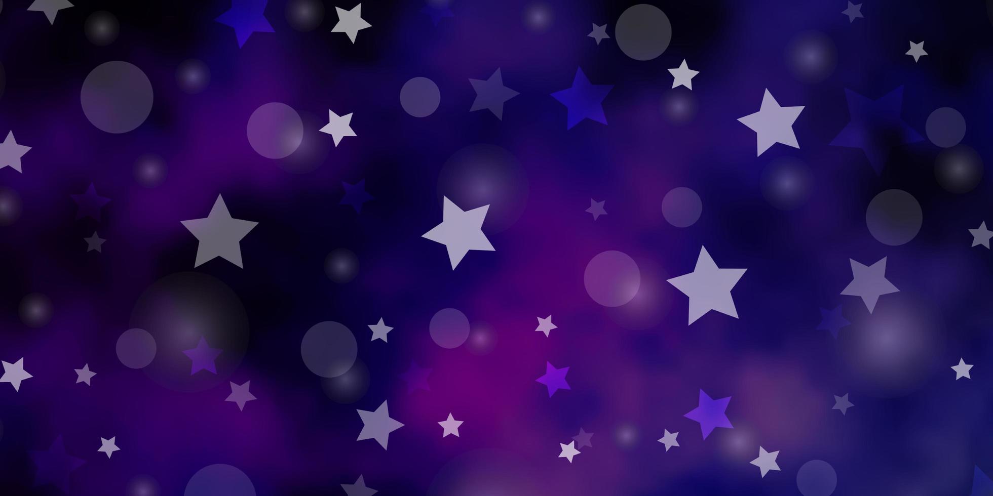 fundo vector roxo escuro, rosa com círculos, estrelas.