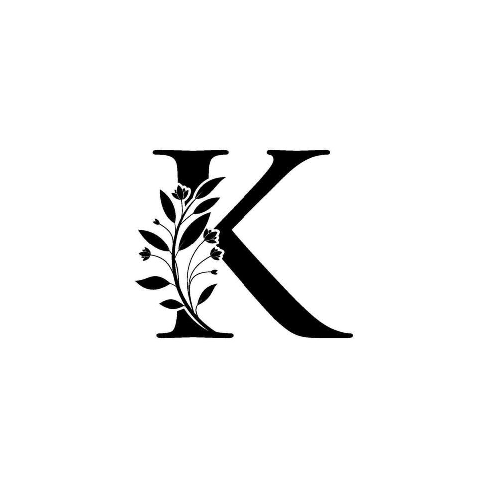 floral carta k logotipo ícone, luxo alfabeto Fonte inicial Projeto isolado vetor