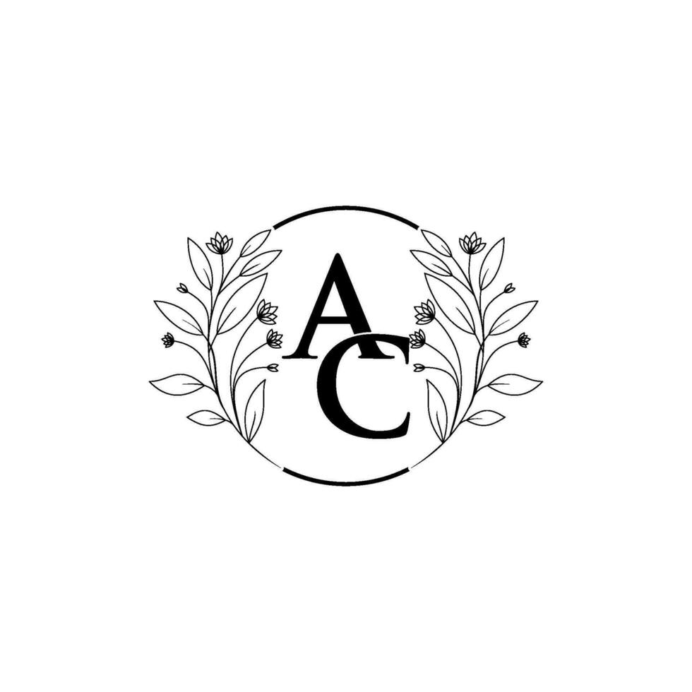 floral carta a, c logotipo ícone, luxo alfabeto Fonte inicial Projeto isolado vetor
