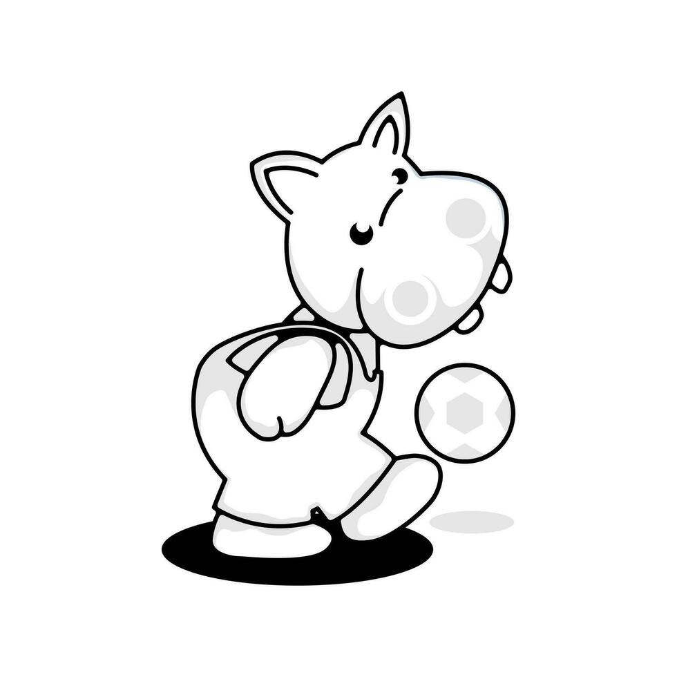 vetor Preto e branco personagem hipopótamo logotipo