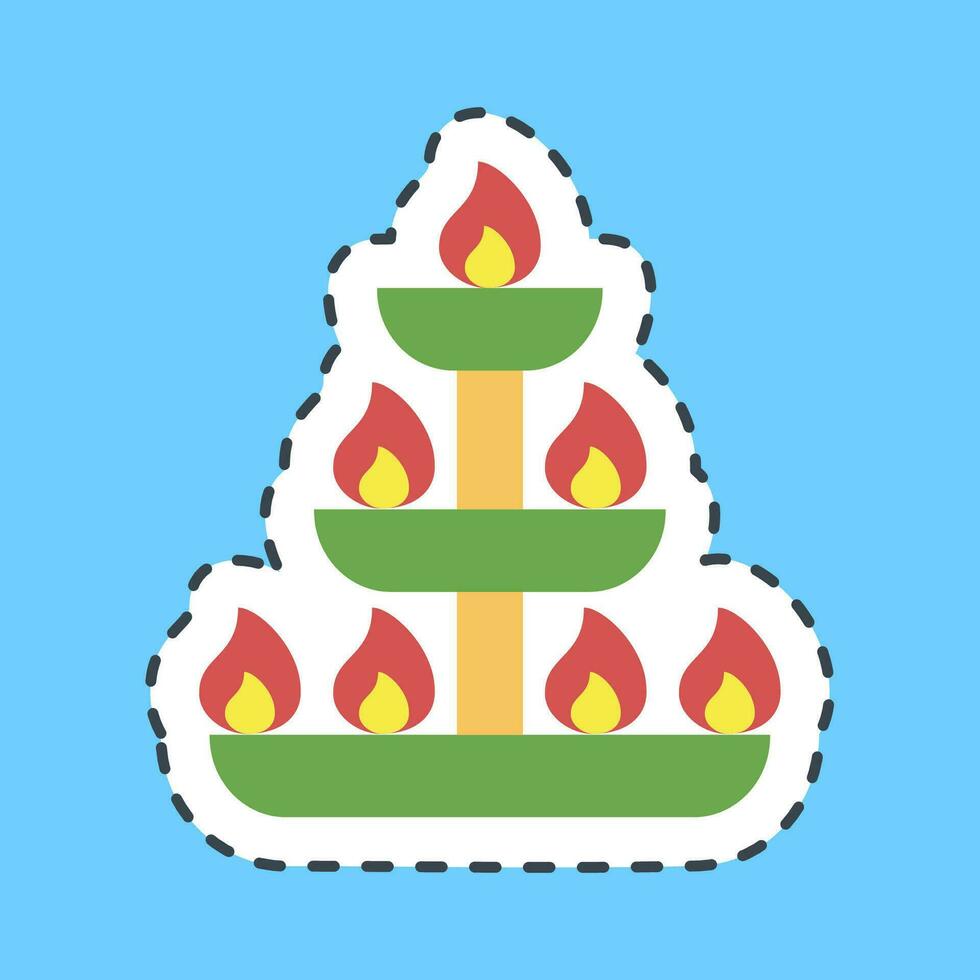 corte linha adesivo velas. diwali celebração elementos. Boa para impressões, cartazes, logotipo, decoração, infográficos, etc. vetor