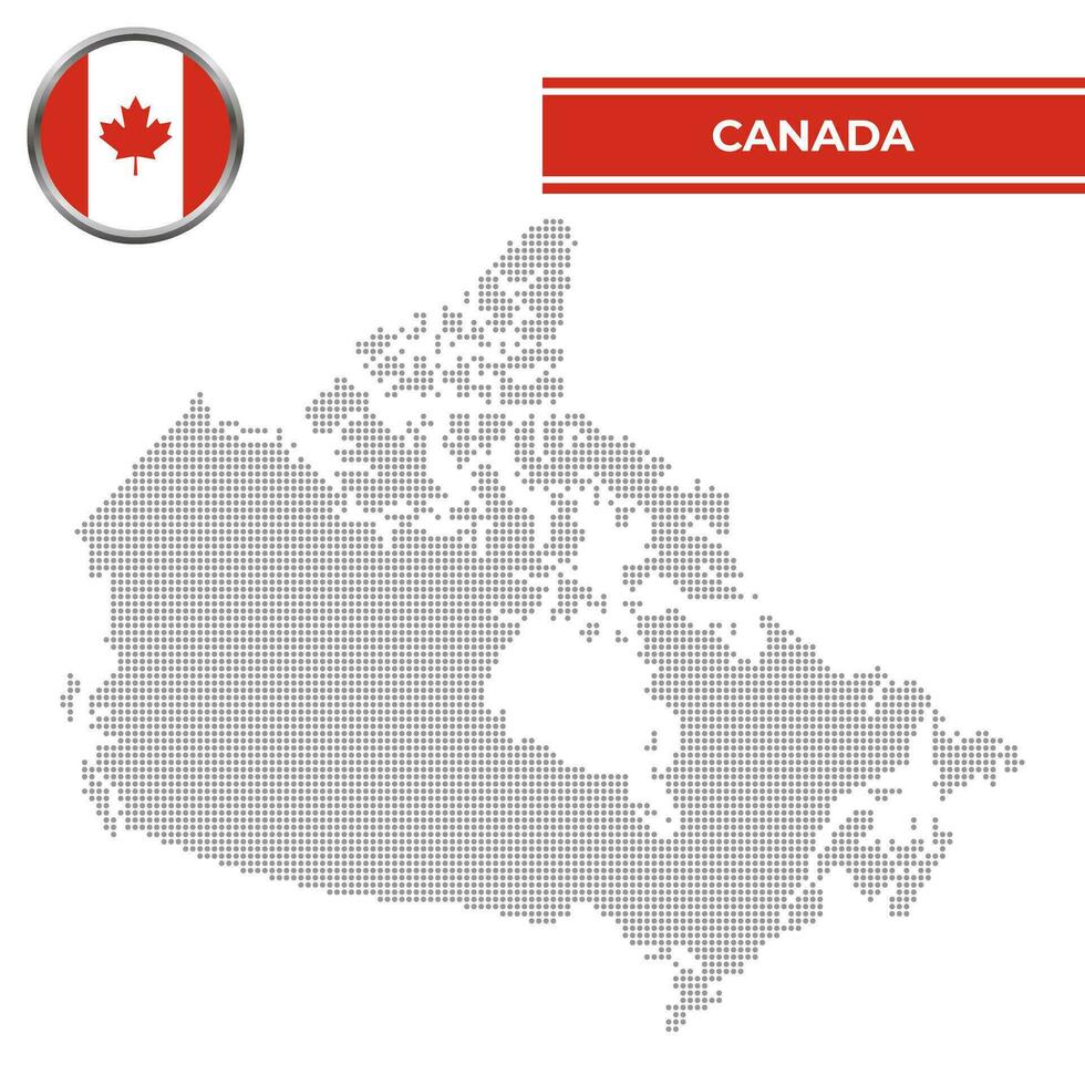 pontilhado mapa do Canadá com circular bandeira vetor