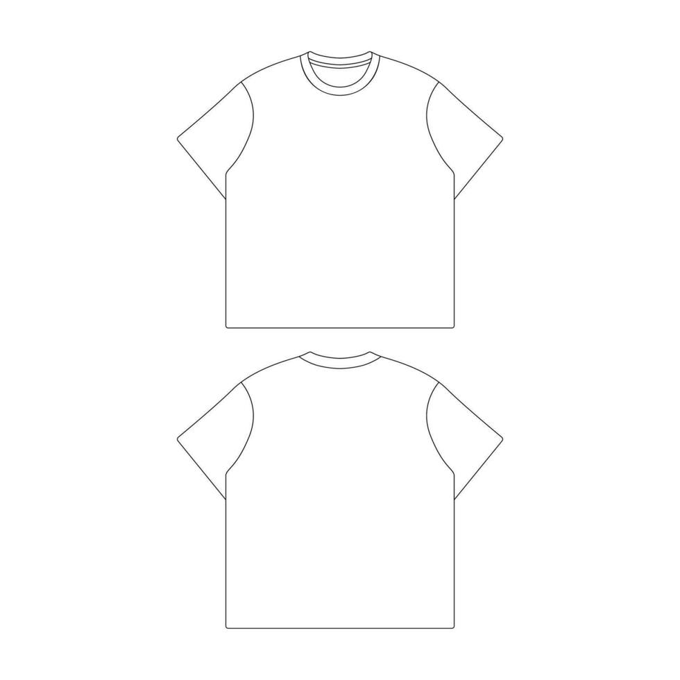 modelo camiseta quadradão vetor ilustração plano Projeto esboço roupas coleção