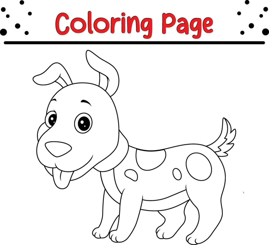 cachorro coloração página para crianças. Preto e branco vetor ilustração para coloração livro