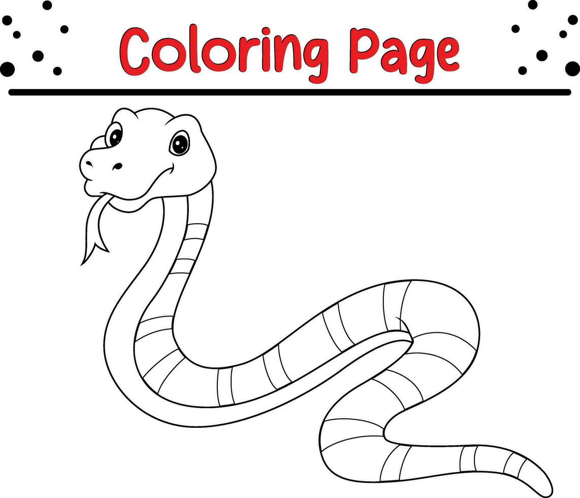 fofa serpente desenho animado coloração página. animal ilustração vetor. para crianças coloração livro. vetor