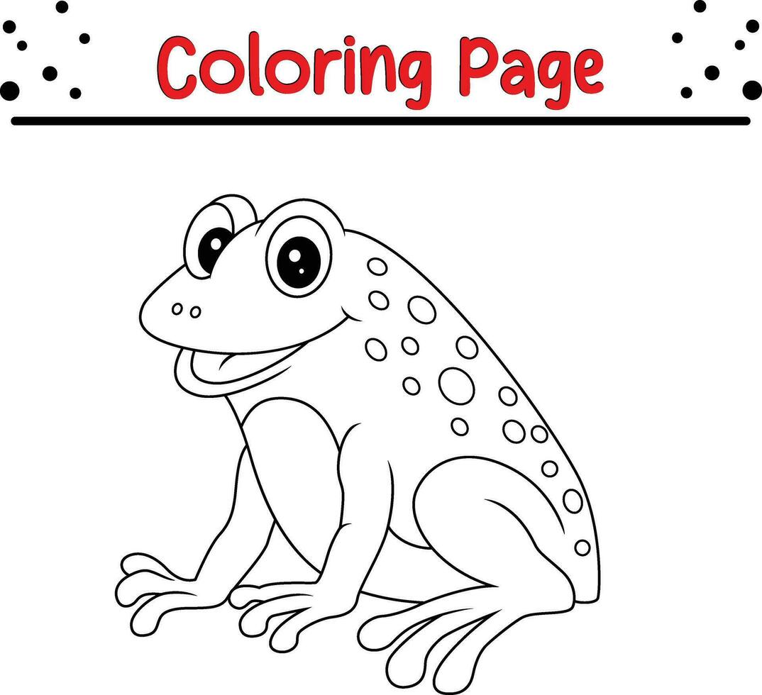 fofa rã animal coloração página para crianças. Preto e branco vetor ilustração para coloração livro.