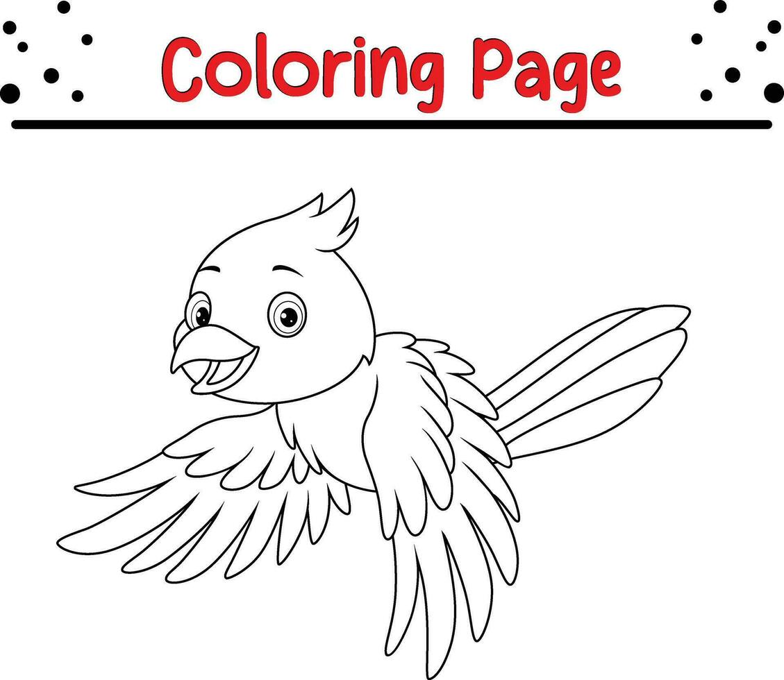 pássaro coloração página para crianças. Preto e branco vetor ilustração para coloração livro