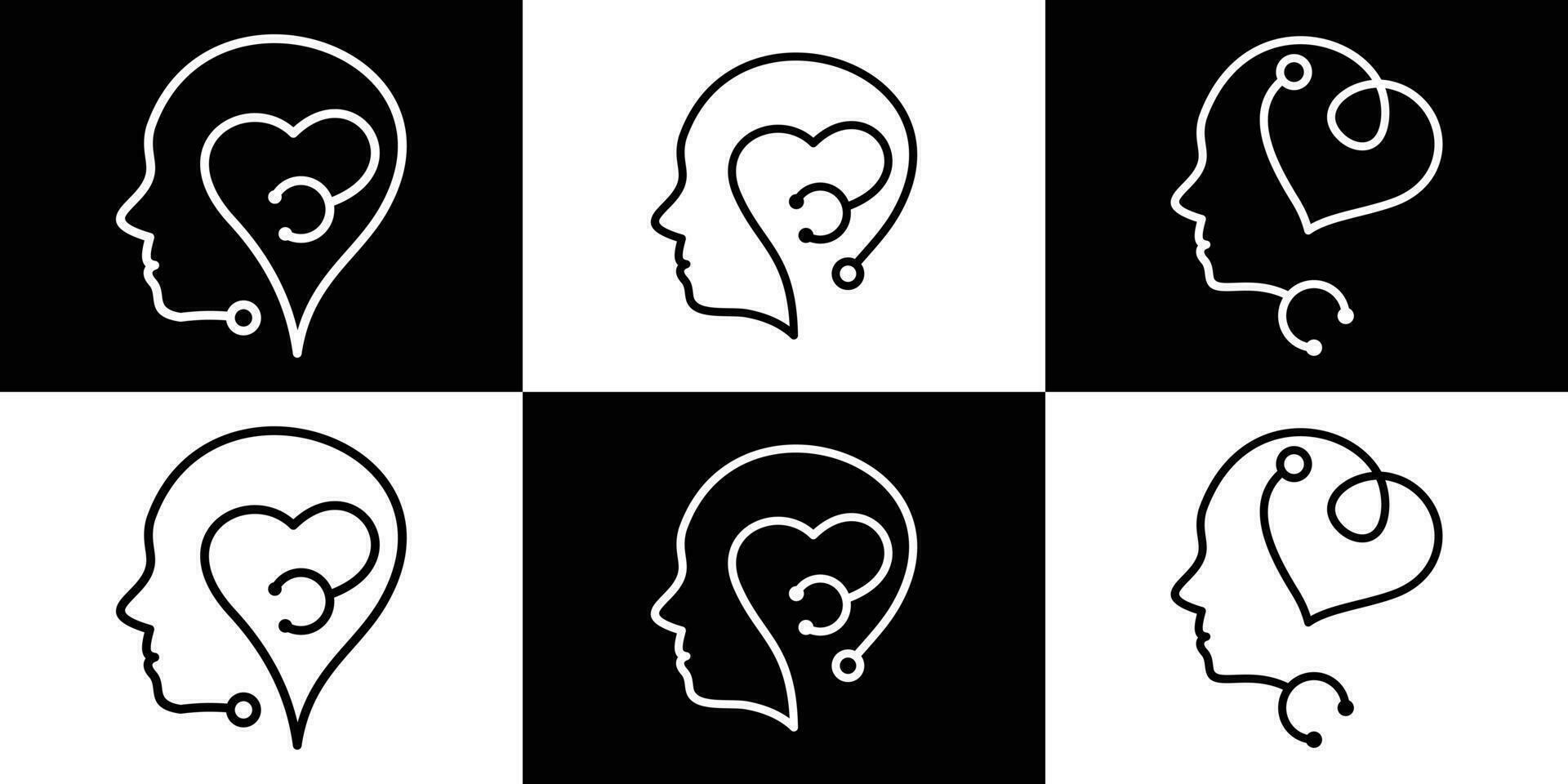 mental saúde, psicológico ajuda, psiquiatria logotipo terapia curso vetor linha ícone ilustração