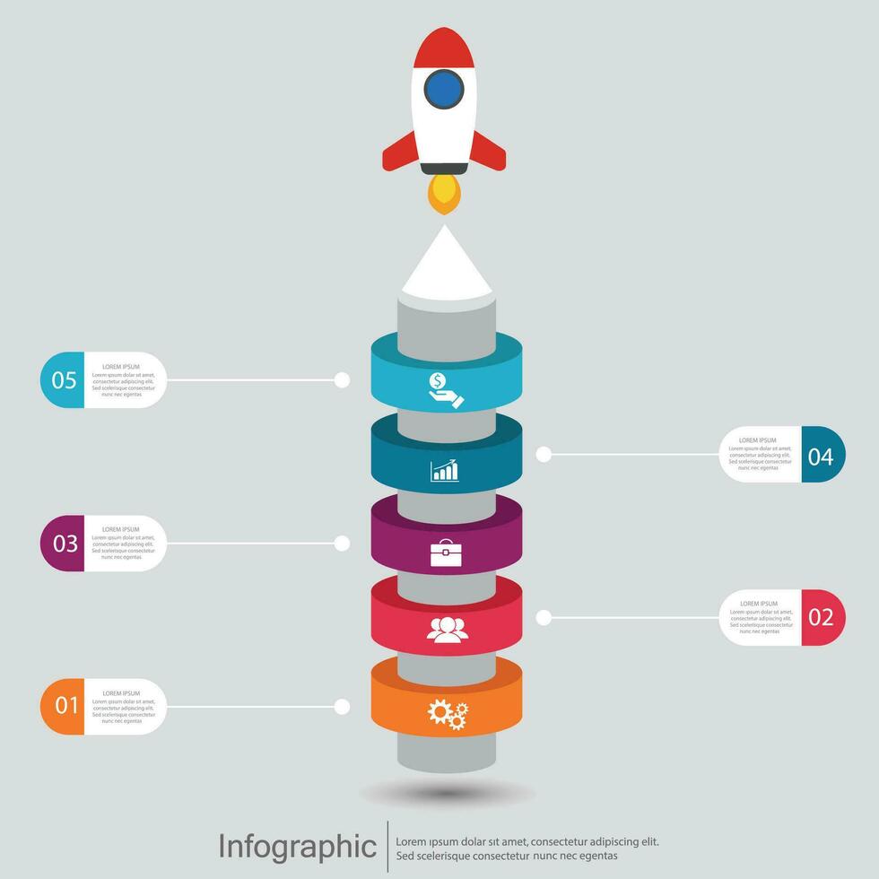 infográfico vetor, gráfico. apresentação. o negócio conceitos, peças, passos, processos. visualização do infográfico dados. comece modelo. - vetor